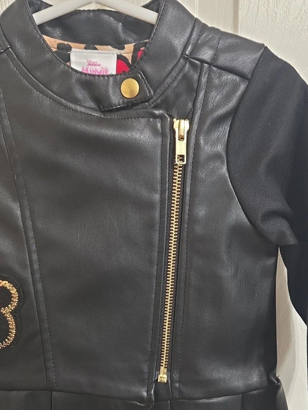 Disney minnie mouse faux leather black moto jacket